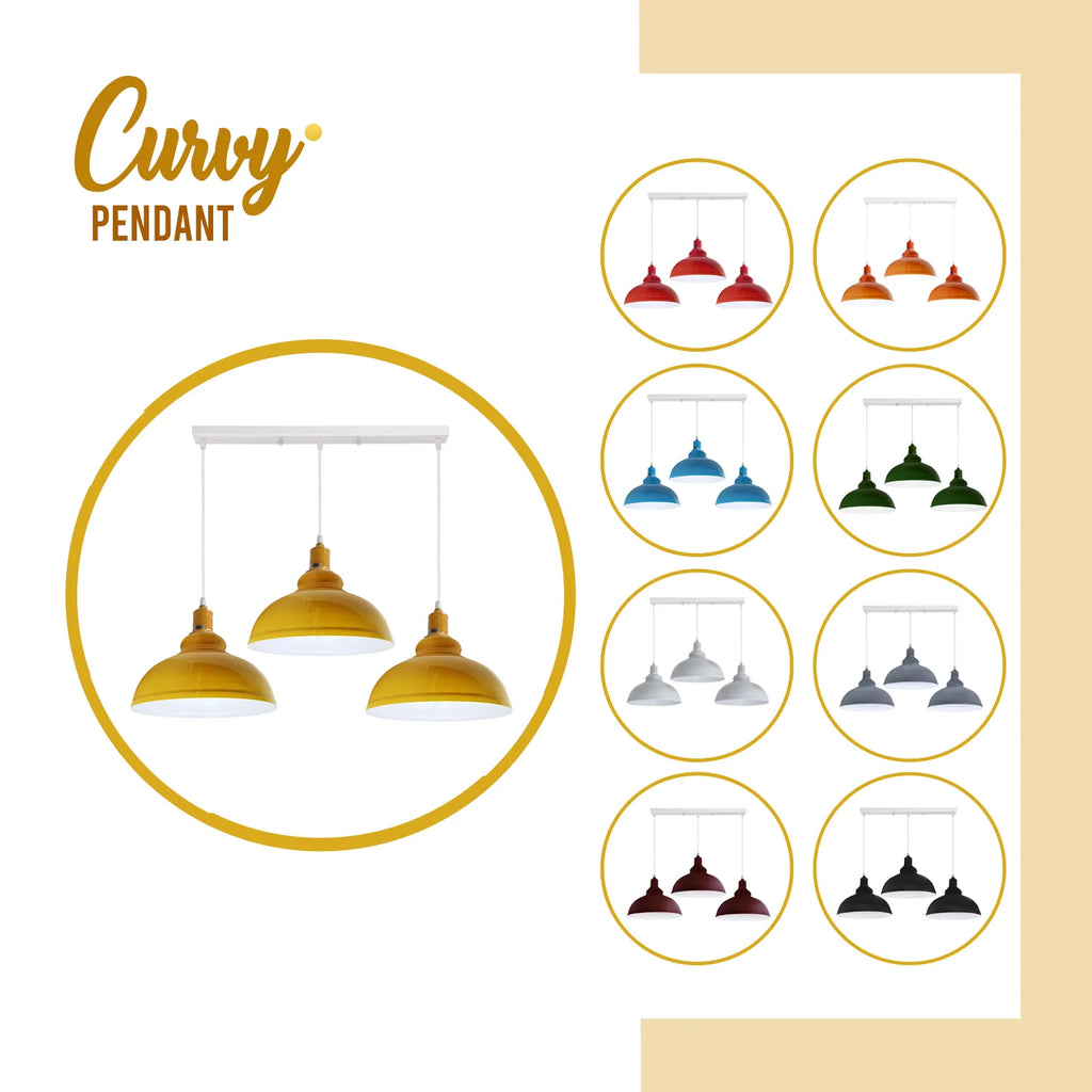 3 Way Vintage Ceiling Curvy Hanging E27 Pendant Light Fixture~4299-1