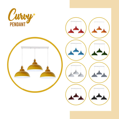 3 Way Vintage Ceiling Curvy Hanging E27 Pendant Light Fixture~4299-1