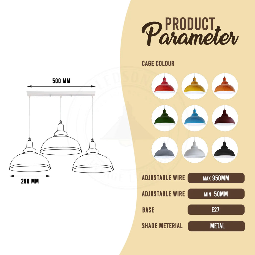 3 Way Vintage Ceiling Curvy Hanging E27 Pendant Light Fixture~4299-2