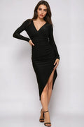 Black Lurex Wrap Maxi Dress-0