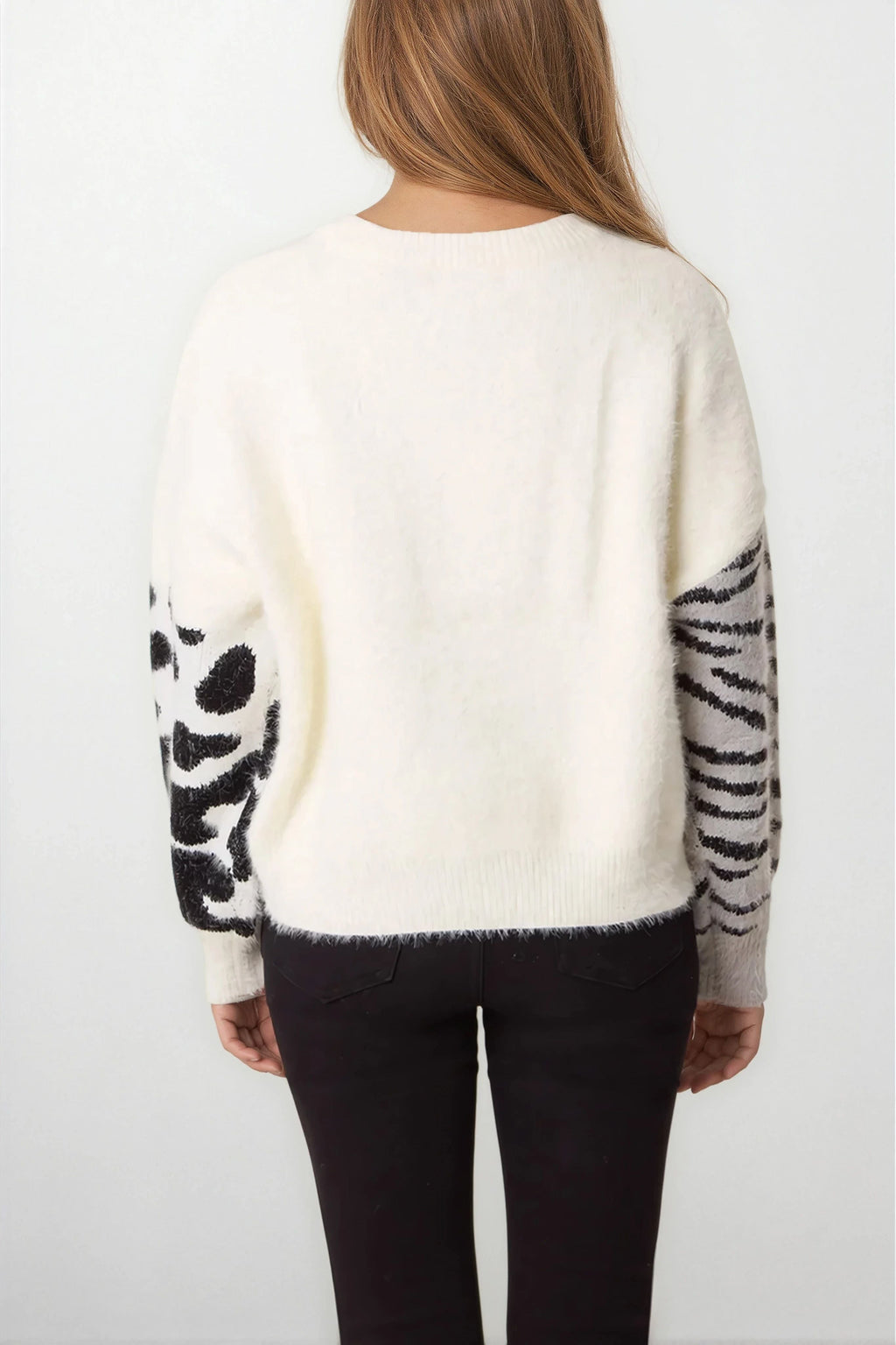 Ivory Mixed Animal Pattern Knit Jumper-3