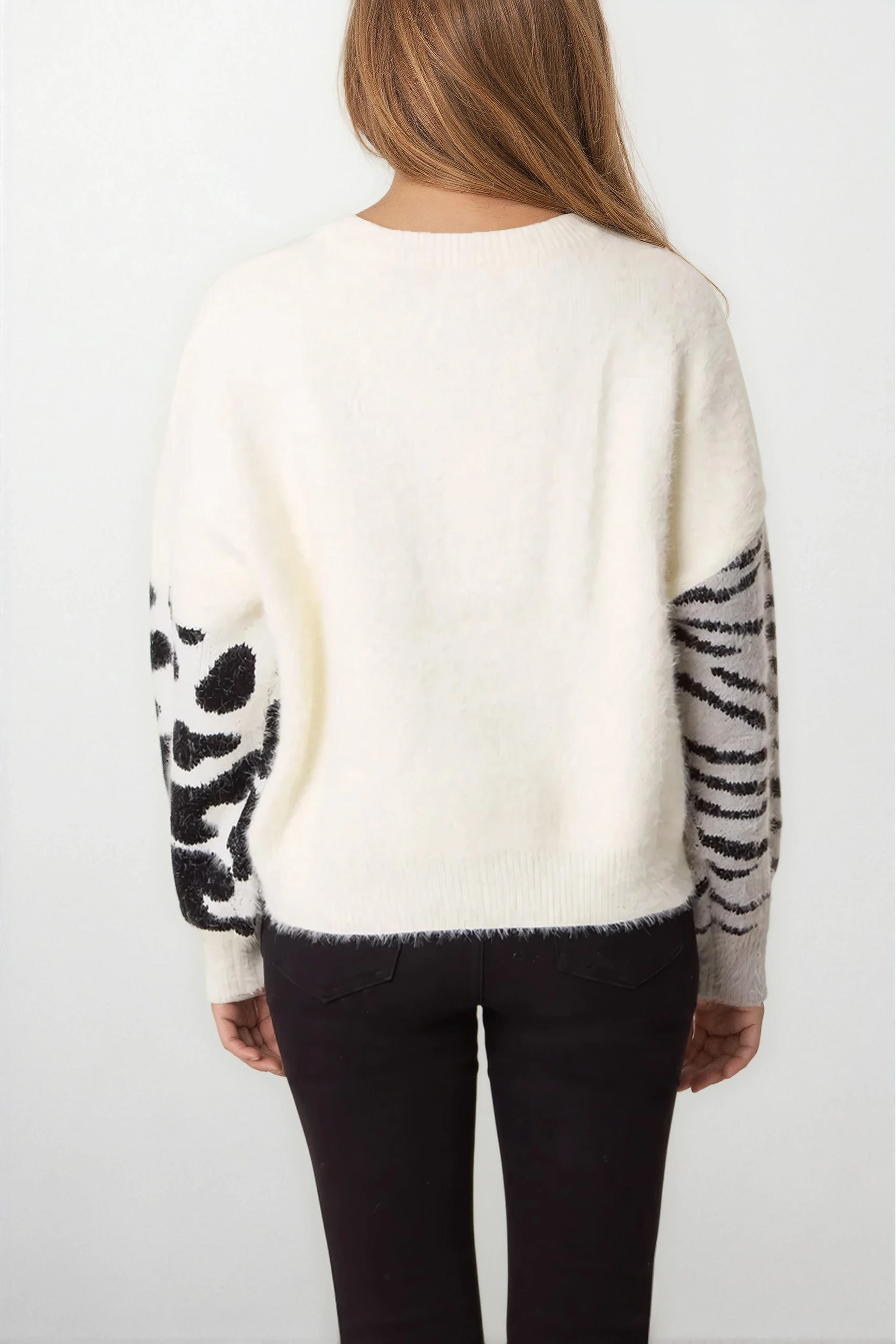 Ivory Mixed Animal Pattern Knit Jumper-3