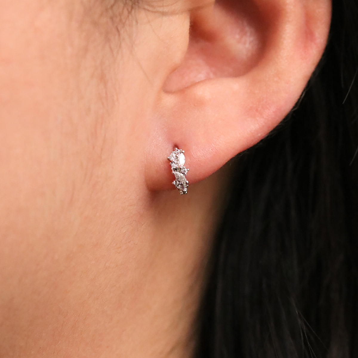 Cubic Cluster Huggie Earrings-4