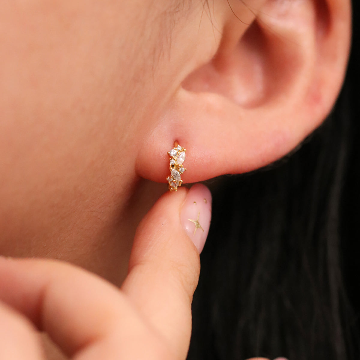 Cubic Cluster Huggie Earrings-3