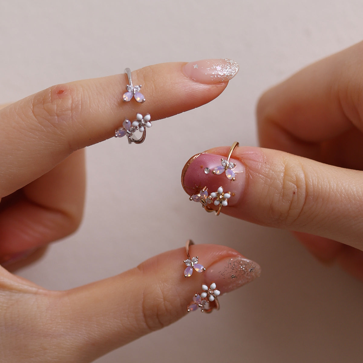 White Petal Butterfly Ring-4