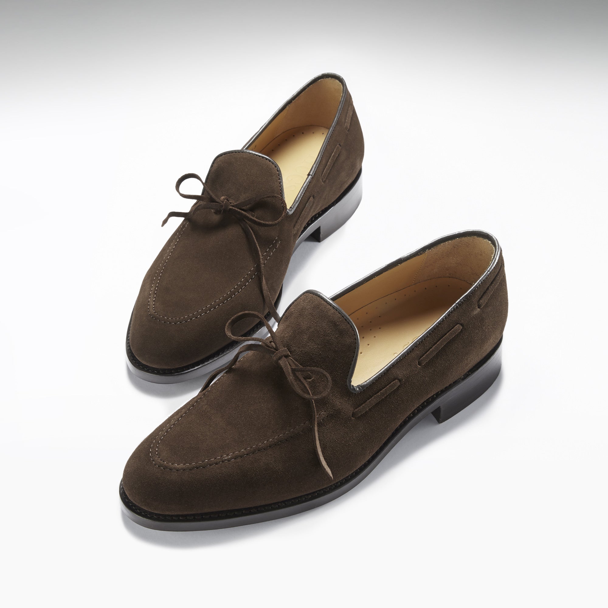 Brown Suede Goodyear Welted Laced Loafers-1