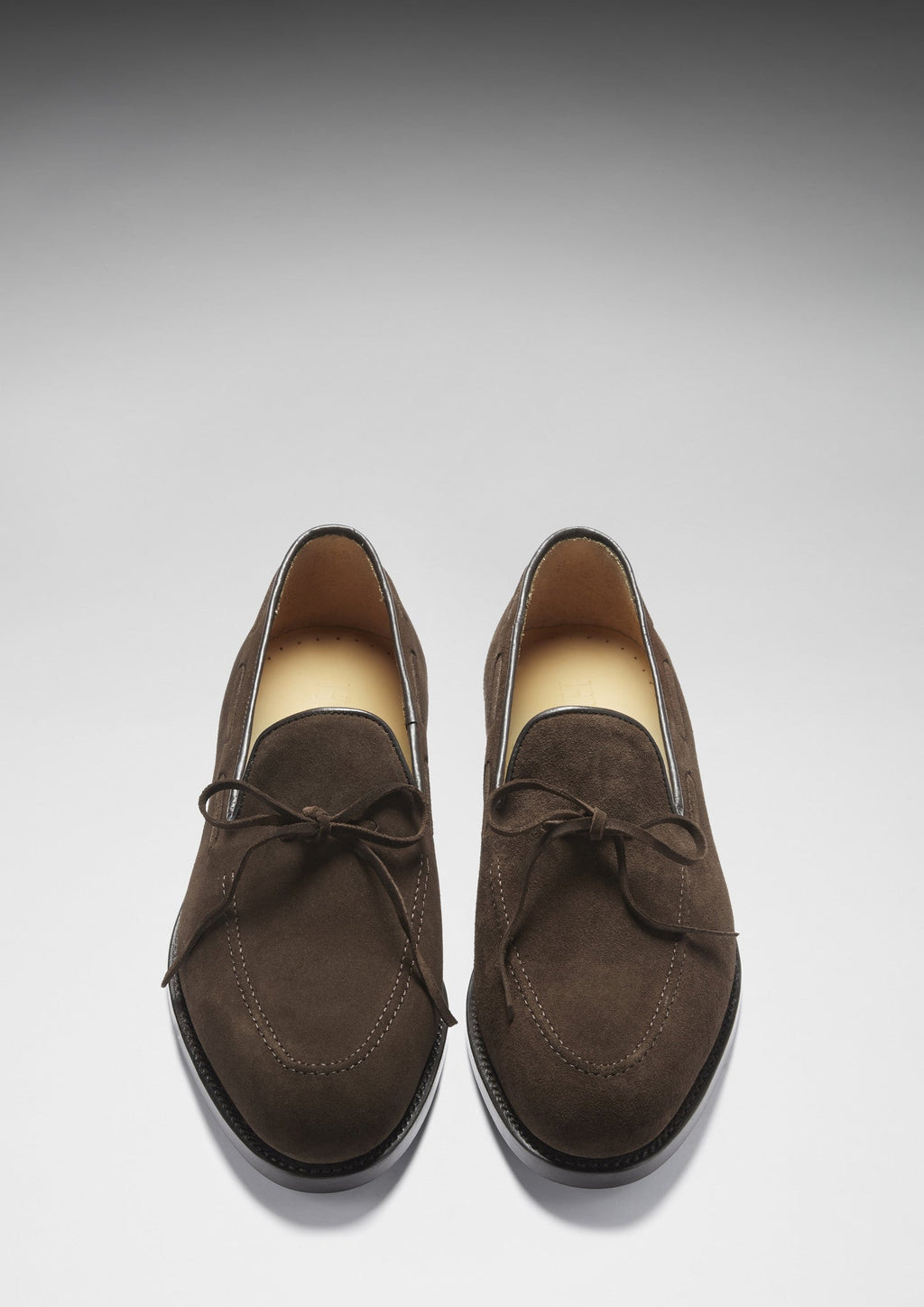 Brown Suede Goodyear Welted Laced Loafers-3