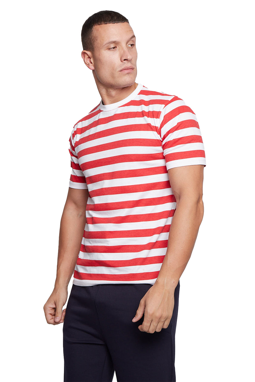 Active Star Unisex Red and White Stripe T-Shirt-2