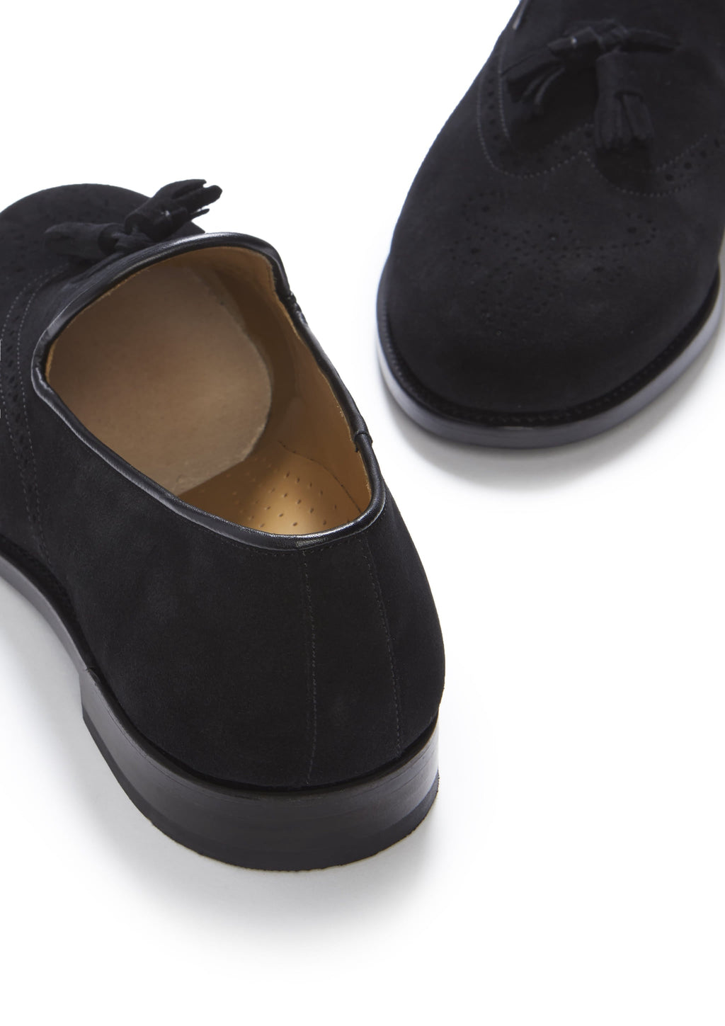 Black Suede Tasselled Brogues, Welted Leather Sole-2