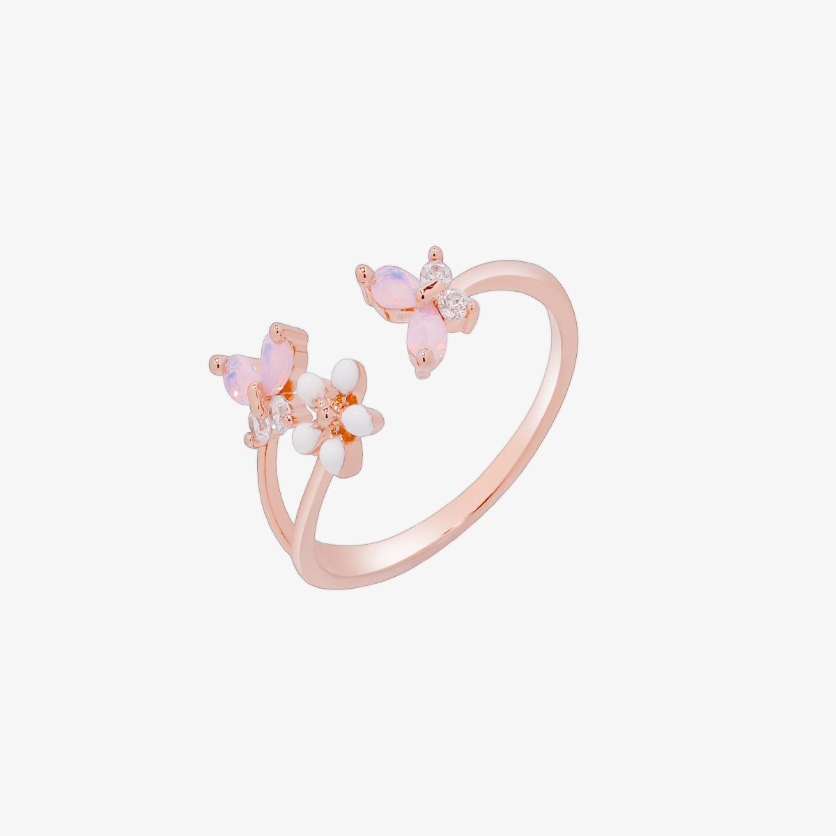 White Petal Butterfly Ring-6