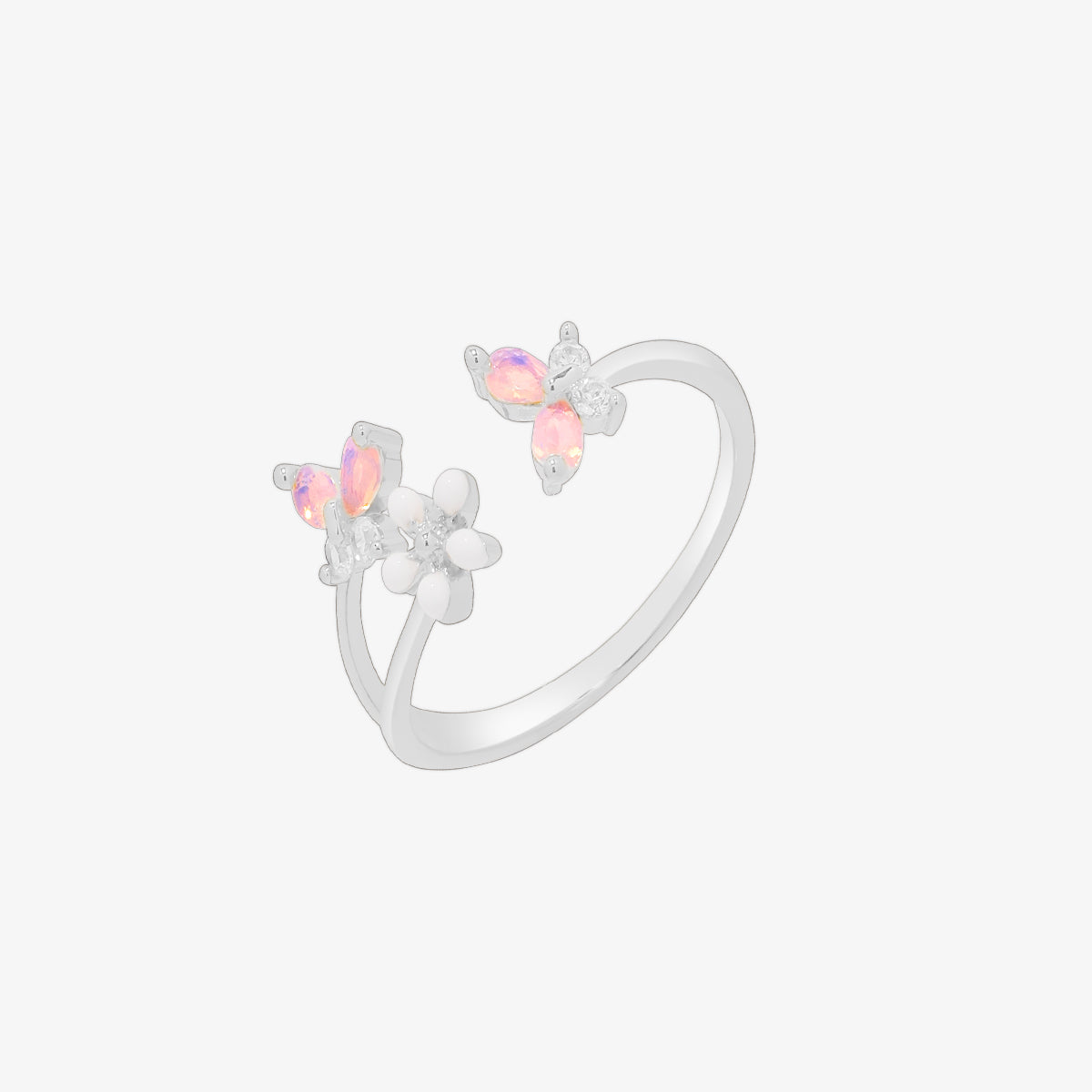 White Petal Butterfly Ring-5